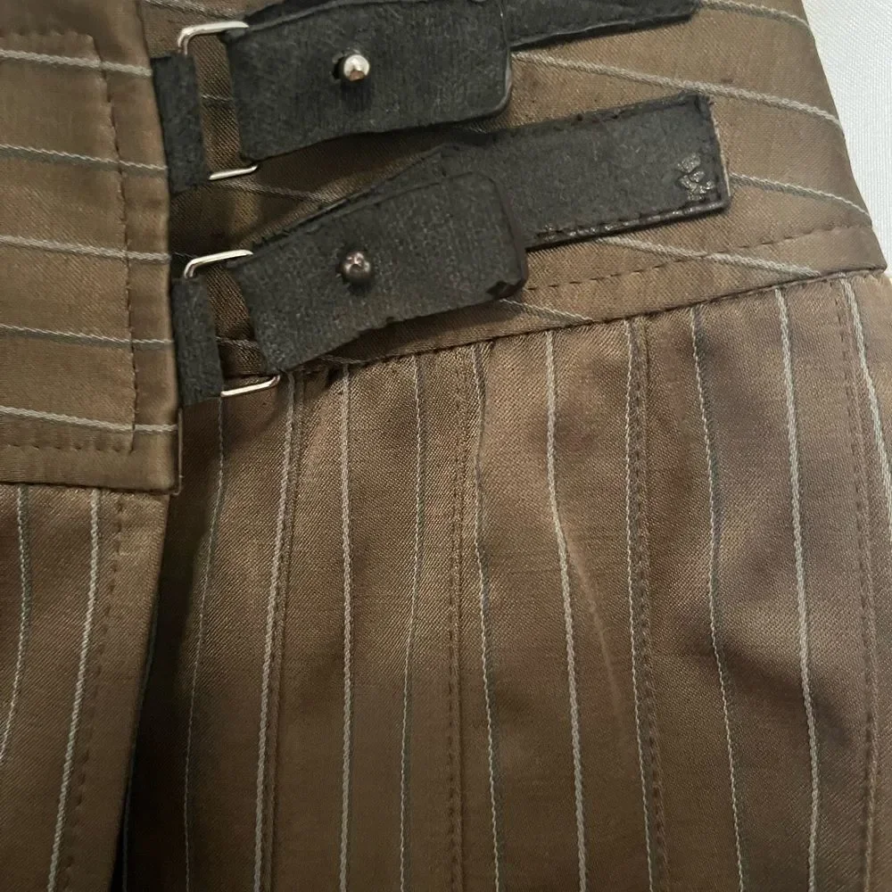 Doncaster Brown Tan Wrap Mini Skirt